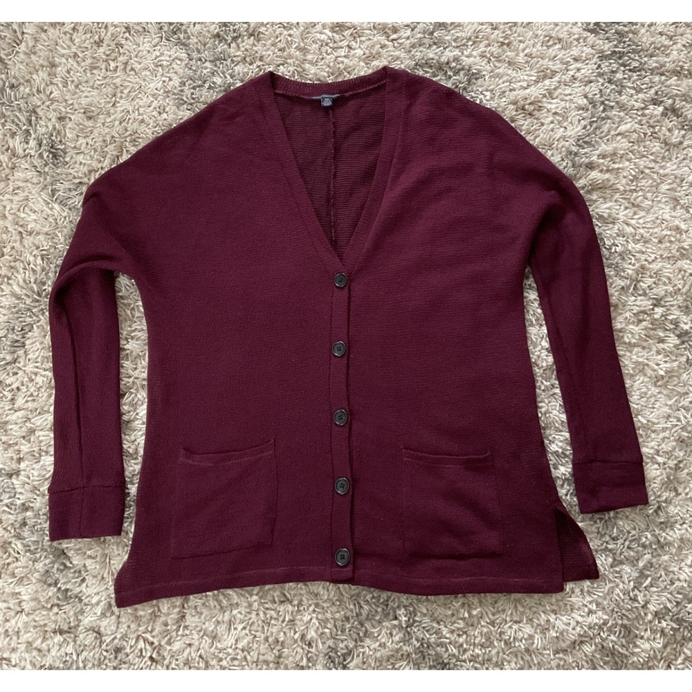 American Eagle Outfitters Burgundy V-Neck Button Front Cardigan Sweater Womens M
